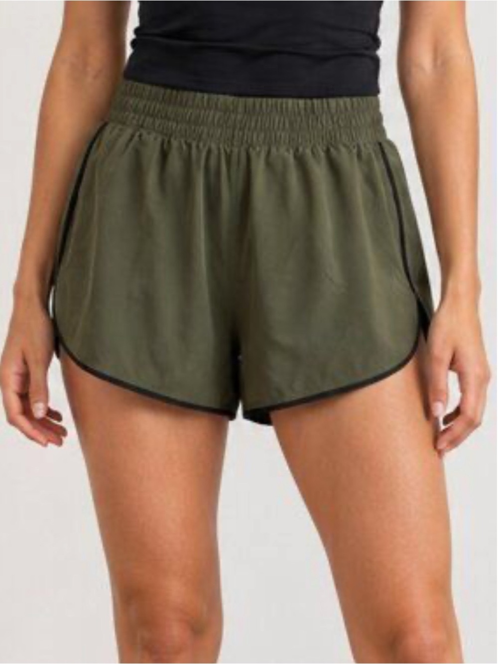 Avia Olive Athletic Shorts with Black Trim